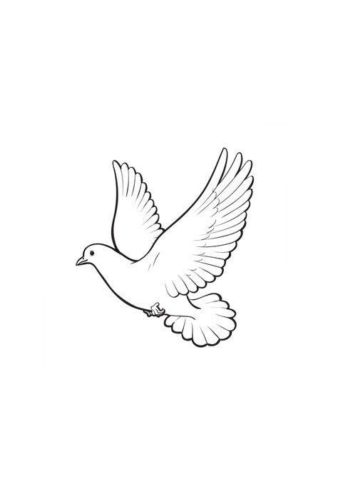 White Pigeon Drawing, White Pigeon Tattoo, Simple Dove Tattoo Design, Dove Flying Tattoo, Dove Tattoo Outline, Pigeon Tattoo Design, Dove Tattoo Stencil, Paloma Tattoo, Dove Line Art