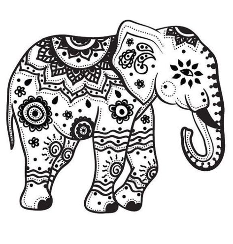 Indian Elephant Tattoo, Mandala Simple, Geometric Compass, Tattoo Elephant, Mandala Drawings, Penguin Coloring Pages, Elephant Mandala, Elephant Coloring Page, Disney Princess Tattoo