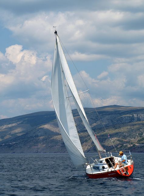 Sailing boat. Sailing on Adriatic Sea, Croatia , #Aff, #boat, #Sailing, #Adriatic, #Croatia, #Sea #ad Sailing Boat Photography, Sail Boat Photo, Smooth Sailing, Boat Reflections In Water, Sailing Pictures, Sailing Photography, Boat In Middle Of Ocean, Watercolor Boat, Ocean Shores