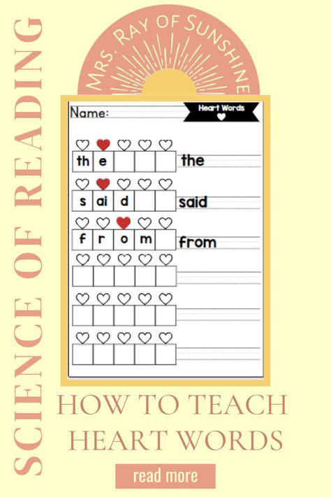 High Frequency Words Activities 2nd Grade, Heart Words Activities, Heart Word Centers, Heart Word Practice, Teaching Heart Words, Heart Word Activities, Heart Words Kindergarten, Ufli Foundations Activities, Ufli Foundations 2nd Grade