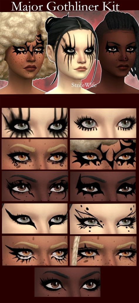 Simberleen Sims 4 Cc, Sims 4 Cc Punk Makeup, Sims 4 Markings Cc, Ts4 Cc Maxis Match Kawaii, Clown Core Sims 4 Cc, Sims 4 Gothic Makeup Cc, Corpse Paint Sims 4 Cc, Sims 4 Goth Face Paint, Sims 4 Cc Goth Eyeliner