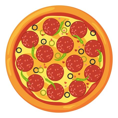 Download this Premium Vector about Pizza top view with salami slices Pepperoni cartoon icon, and discover more than 15 Million Professional Graphic Resources on Freepik Pizza Toppings Drawing, Pizza Image, Pizza Clipart, Cartoon Pizza, Pizza Illustration, Pizza Icon, Donut Drawing, Pizza Pictures, Pizza Graphic