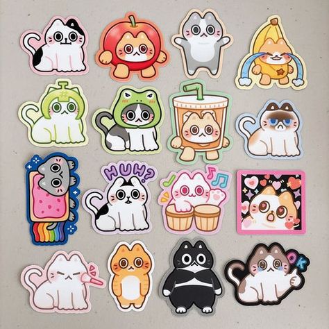 Cute Cat Meme Heavy Duty Waterproof Vinyl Diecut Stickers #StickerObsessed Waterproof Vinyl Stickers, Functional Stickers, Diary Decoration, Sticker Storage, Cat Meme, Artist Alley, Kawaii Stickers, Cute Little Drawings, Notebook Cover