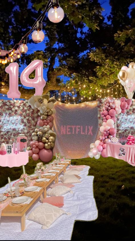 13th Birthday Party Ideas For Teens, 14th Birthday Party Ideas, Birthday Sleepover Ideas, Birthday Party Idea, Sweet Sixteen Birthday Party Ideas, Girly Birthday Party, Birthday Party Planner, Preppy Party, Birthday Cakes For Teens