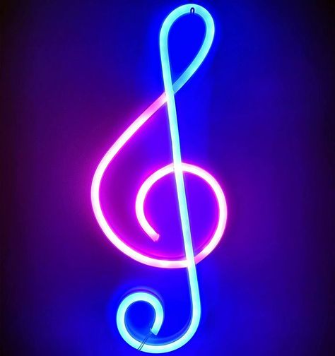 Music Decor Neon Sign - LED Neon Lights Wall Decoration, USB or Battery Powered Creative Music Symbol Night Light Bedroom Living Room Girl Room Decor Bar Party Birthday Christmas Gift (Blue+Pink) Night Light Bedroom, Music Symbol, Pink Tools, Room Girl, Music Symbols, Girl Room Decor, Light Bedroom, Bar Party, Lights Wall