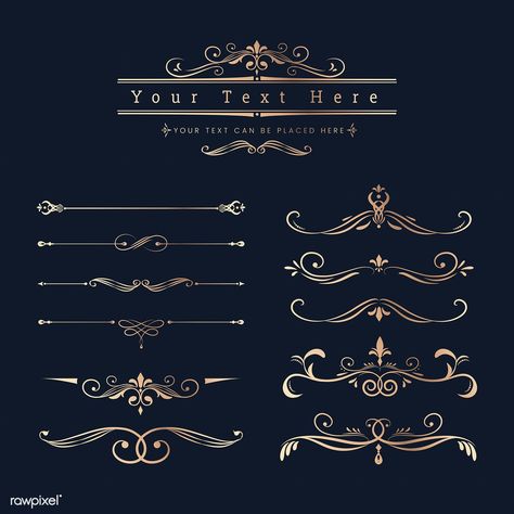 Decorative calligraphic ornaments vector set | free image by rawpixel.com / Aum Calligraphy Ornaments, Motif Vector, Elemental Design, Banner Frame, Page Dividers, Free Vector Backgrounds, Ornamental Design, Logo Banner, Motif Art Deco