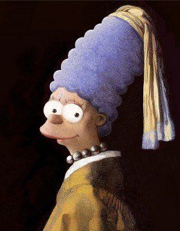 Marge Simpson as the Girl with the Pearl Earring painted by David Barton The Simpsons, Blue