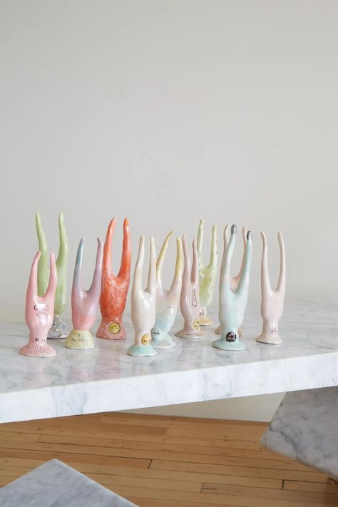 For Sale on 1stDibs - These fun playful ceramic ring holders can be used as accessories for bedside decoration or table decor. These millennial pieces are a wonderfully created Historic Townhouse, Pottery Ring, Bubble House, Applied Art, Hall Of Mirrors, Ring Holders, Ceramic Figures, Ceramics Pottery Art, Ceramic Rings