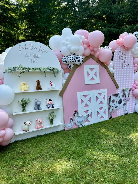 Pink Farm Animals Birthday Party, Adopt A Farm Animal Birthday Party, Farm Animal 1st Birthday Party Girl, Pink Farm First Birthday, 3rd Birthday Farm Theme Girl, Baby Girl Farm Birthday, Farm Theme 2nd Birthday Girl, 1st Birthday Farm Theme Girl, Farm Animal 2nd Birthday Party Girl