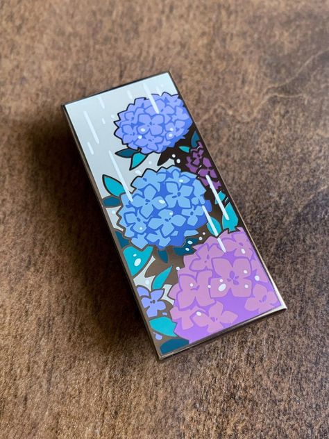 Enamel pin of tall hydrangeas. Perfect for any lover of nature or home decor. Made in Canada with love. #hydrangeas #enamelpin . #Kawaii #Pokemon_Pins_Enamel #Enamel_Pin_Collection #Creative_Drawing_Prompts Enamel Art, Enamel Pin Collection, Acrylic Pins, Cute Patches, Pretty Pins, Cool Pins, Sticker Patches, Hard Enamel Pin, Crafty Diy