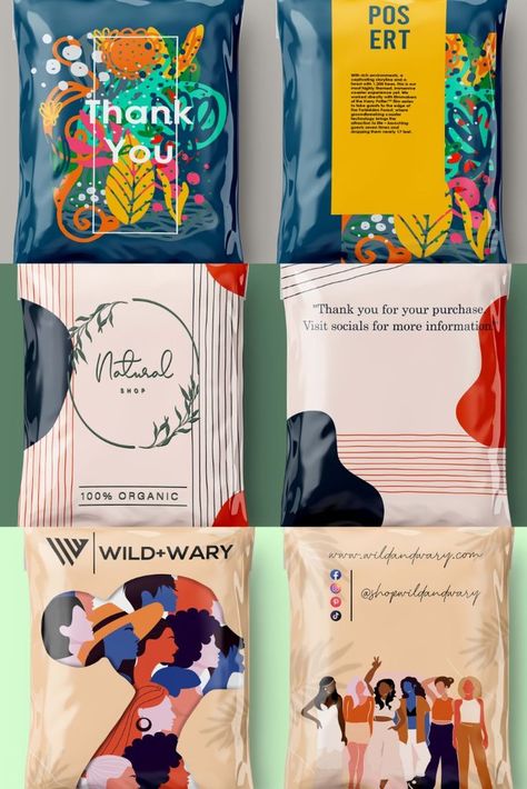 I will design poly mailer, bubble mailer, kraft box, packaging bag Poly Bag Design Packaging, Courier Bag Packaging Design, Bubble Mailer Packaging Ideas, Mailer Bag Design, Poly Mailer Design, Alley Ideas, Kraft Box Packaging, Bag Advertisement, Mailer Design