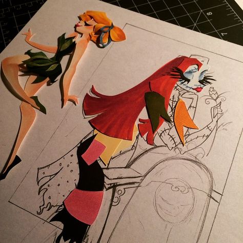 Ryan Riller on Instagram: “Think I'm done for the night. Here's the Sally and Tink work in progress #ryanwriller #art #artist #animation #artistsoninstagram #tink…” Paper Art Sculpture, Arte Nerd, Paper Cutout Art, 3d Paper Art, Origami Paper Art, Layered Art, Cardboard Art, Paper Art Craft, Paper Artwork