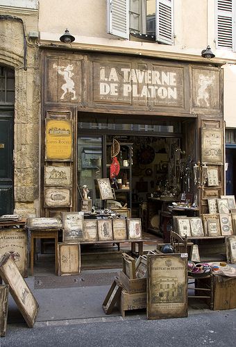 How I should love to idle here and browse to my heart's content... all afternoon...  Old shop in Aix en Provence ~ France Aix En Provence France, Antique Shopping, Shop Fronts, Book Shop, Shop Front, Antique Store, Provence France, Store Front, Consignment Stores