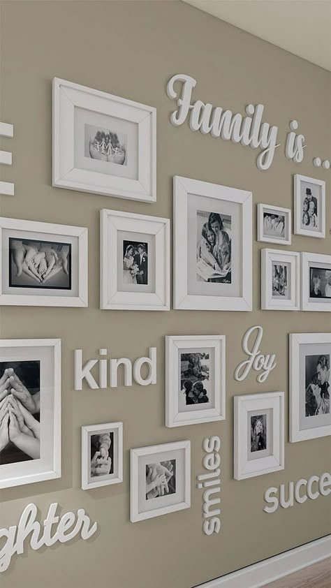 Wall With Quotes, Gallery Wall Quotes, Idea Quotes, Family Photo Wall, Diy Wand, Family Wall Decor, Photo Wall Decor, Attic Bedroom, Family Wall