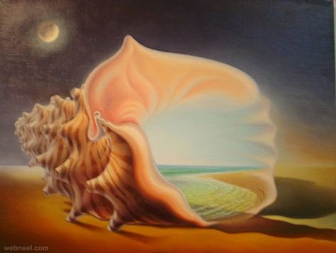 surreal art Seashell Surrealism, Someone Painting, Art Igcse, Animation Pictures, Painting Surreal, Kristina Webb, Surealism Art, Surrealist Art, Oil Painting Techniques