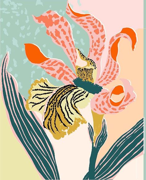 Colour block orchid play - I started experimenting with colour blocking a while ago and haven’t had the time to get back to it but it’s… Sarah Gordon, Behance Illustration, Portraits Illustrés, Hand Paintings, Colour Blocking, Arte Inspo, Art Et Illustration, Textured Paper, Art And Illustration