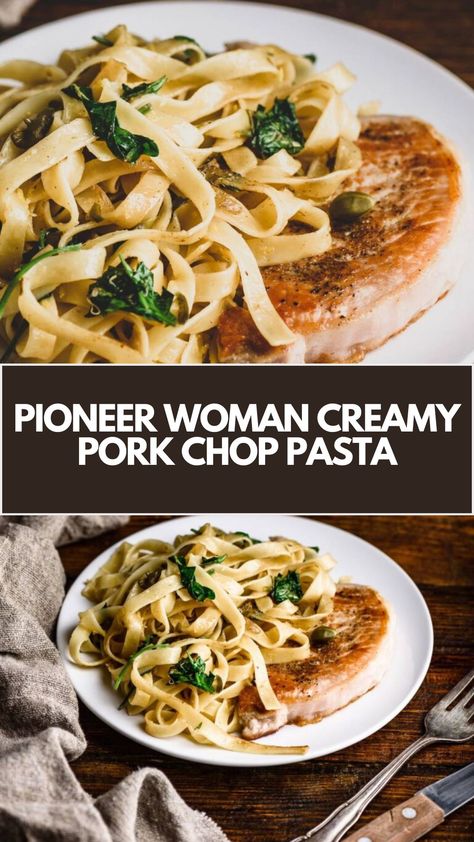 Pioneer Woman Creamy Pork Chop Pasta recipe is made with pasta, pork chops, Parmesan, heavy cream, and romaine lettuce, creating a delicious and comforting meal the total time to make this recipe is 45 minutes and it serves 4 people. Pork Chop And Pasta Recipes Dinners, Pork Loin Pasta Recipes, Pork Chop And Pasta Recipes, Pork Chop Pasta Recipes, Pork Chop And Pasta, Pork Chops And Noodles, Pork Pasta Recipes, Pork Chop Pasta, Pioneer Kitchen