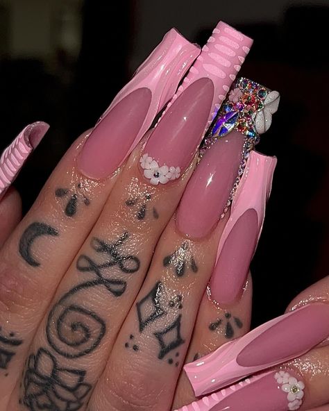 what I love the most about pink nails is that it’s fitting for every season 🩷 ——— using @shopagaloreco ♡xl tapered square tips ♡’perfect pink’ cover acrylic ♡gels: wild strawberry + ultra white (mixed together to make this baby pink) ♡white carving gel ♡diamond steel top coat code NAILSPORIUM to save some coin on your purchase today 💅🏾 • • • #pinkfrench #pinkfrenchnails #frenchtips #frenchtipnails #frenchtipsnails #xxlnails #xlnails #nailsofinstagram #nailoftheday #blingnails #blingnai... Xl Nails, Pink French Nails, Wild Strawberry, Tapered Square, Ultra White, Wild Strawberries, Acrylic Gel, Perfect Pink, Bling Nails