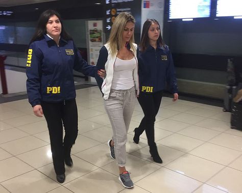 A WOMAN IS DETAINED BY AIRPORT POLICE. Business Woman Photoshoot, Prisoner Handcuffs, Airport Police, I Need A Woman, Atm Business, Deni Denials, Female Police, Braces Girls