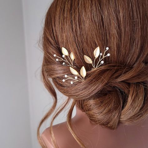 Gold Hairpiece, Gold Wedding Hair Piece, Gold Hair Pins, Leaf Hair Piece, Gold Hair Comb Wedding, Gold Hair Piece, Headpiece Wedding Hair, Bride Hair Piece, Hair Pins Bridal