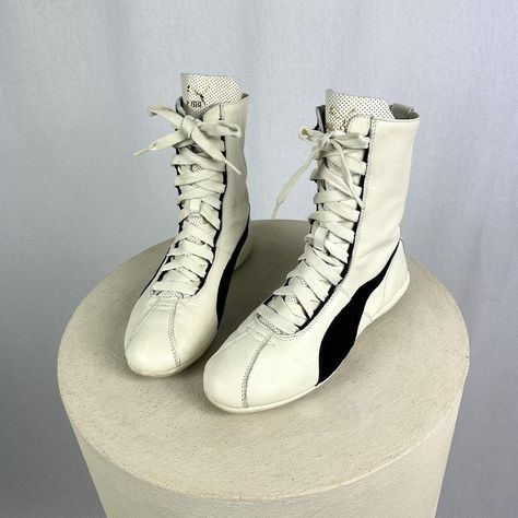 👽 Puma lace up boxing / wrestling boots, in leather... - Depop Boxing Boots Outfit, Brazil Festival, Wrestling Boots, Boxing Boots, Boxing Shoes, Vintage Puma, Boots Outfit, Vintage Lace, Boxing