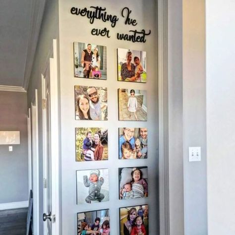 Small Wall Family Picture Ideas, Pictures Wall Ideas Living Room, Single Family Home Decor, Photo Wall Collage Small Space, Decorate Wall With Pictures, Mixtiles Wall Ideas, Family Pictures Wall Ideas, Modern Home Decor Style, Hall Photo Wall Ideas