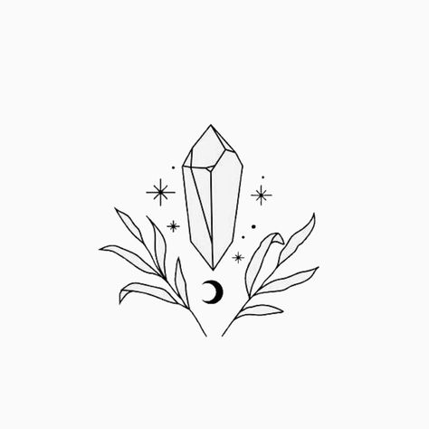 Cute Astrology Tattoos, Crystal Outline Drawing, Mini Crystal Tattoo, Tiny Crystal Tattoo, Crystals Aesthetic Drawing, Crystal Drawing Aesthetic, Crystal Tattoo Simple, Amethyst Crystal Tattoo Ideas, Small Witch Tattoo Ideas Simple