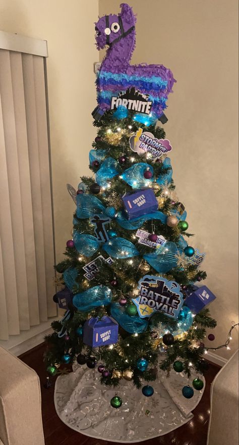 Dungeons And Dragons Christmas Tree, Xbox Christmas Tree, Fortnite Christmas Tree, Gaming Christmas Tree, Fortnite Decor, Fortnite Party Decorations, Minecraft Christmas Tree, Fortnite Christmas, Theme Tree