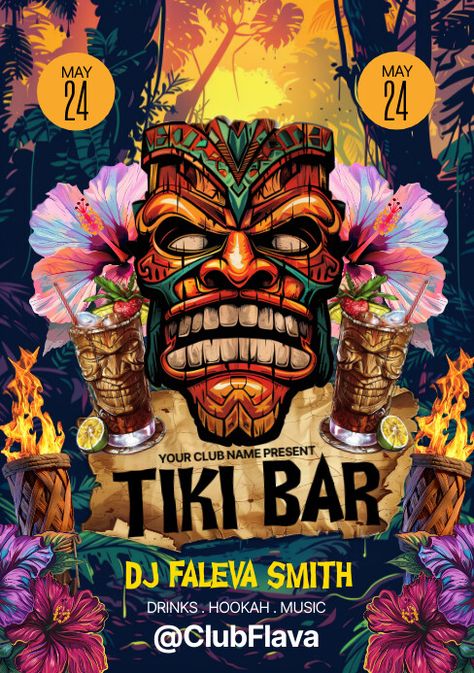 Purple Illustrative Tiki Bar A5 Photoshop Flyer, Linkedin Background Image, Linkedin Background, Linkedin Banner, Flyers Design, Kindle Book Cover, Etsy Banner, Campaign Posters, Blog Header