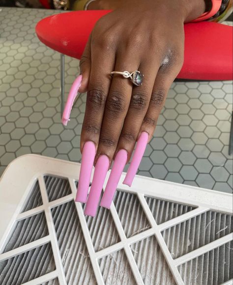 Extra Long Square Acrylic Nails, Square Acrylic Nails Long, Long Nail Designs Square, Acrylic Nails Chrome, Bubblegum Pink Nails, Acrylic Nails Long, Nails Long Square, Ombre Acrylic Nails, Basic Nails