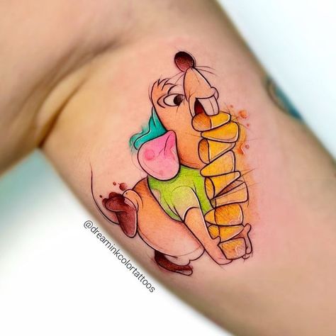 Disney Animal Tattoos, Watercolor Disney Tattoo, Pixar Tattoos, Tattoo Hunting, Disney Watercolor Tattoo, Cute Disney Tattoos, Disney Castle Tattoo, Body Artwork, Sick Tattoos