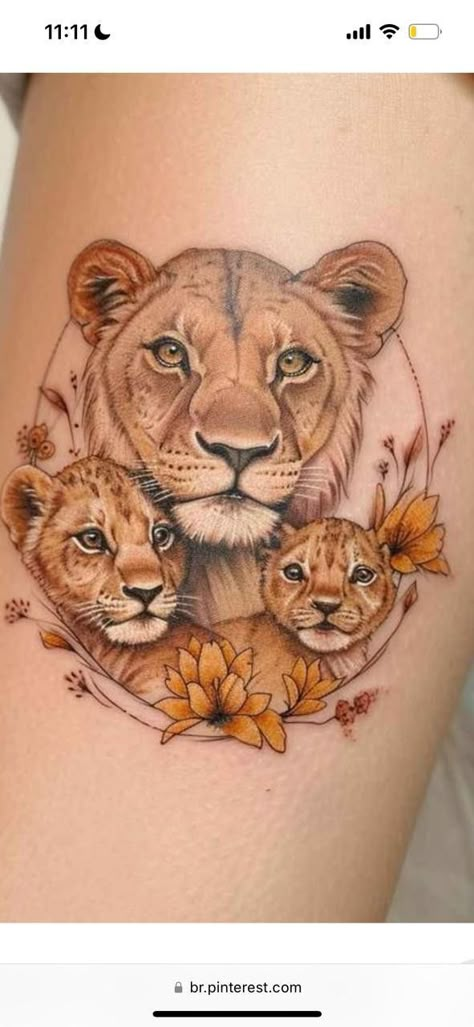 Lion Mom And Baby Tattoo Cubs, Mom Animal Tattoo, Lion And Cubs Tattoo For Women, Lioness With Cubs Tattoo, Lioness And Cubs Tattoo, Lioness And Cubs Tattoo Mothers, Lioness Tattoo For Women, Tattoo Lioness, Lioness And Cub Tattoo