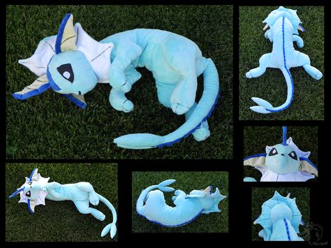 Big Floppy Vaporeon Plush by racingwolf.deviantart.com on @DeviantArt Vaporeon Plush Pattern, Eeveelutions Plush, Floppy Plush Pattern, Vaporeon Plush, Pokemon Craft, Handmade Plushies, Pokemon Toy, Pokemon Plush, Animal Sewing Patterns