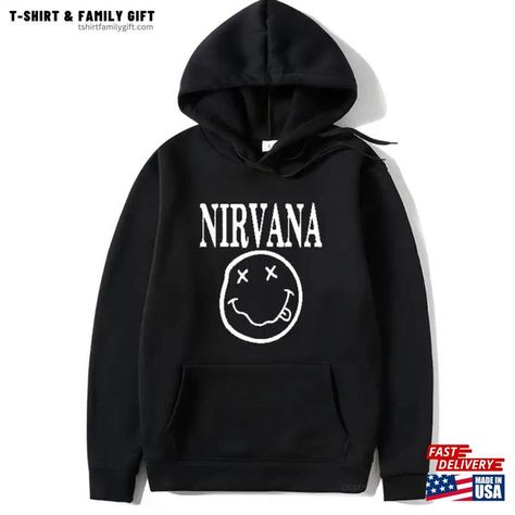 Nirvana Band Women Hoodie Unisex T-Shirt Check more at https://tshirtfamilygift.com/product/nirvana-band-women-hoodie-unisex-t-shirt/ Nirvana Band, Sports Wear Women, Winter Decoration, Ball Caps, American Fashion, Animal Fashion, Women's Wardrobe, Oversized Sweatshirt, Smiley Face