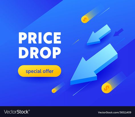 Price Drop Poster, Advertising Banner, Banner Advertising, Banner Vector, Creative Ads, Price Drop, Business Names, Blue Background, Special Offer