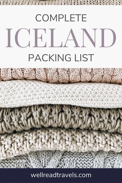 Are you traveling to the land of fire and ice? Unsure what to pack? I'm here to help. This Iceland packing list includes everything you'll need to stay safe and warm on your trip. It includes tops, bottoms, jackets, shoes, accessories, and bags. What more could you want? Click here to read more! #Iceland #Icelandtravel #Icelandpackinglist #Hiking #Coldweatherhiking Iceland Travel Packing List, Iceland Outfit Winter For Women, Iceland Packing List Winter, Iceland Winter Packing List, Iceland Packing List November, What To Pack For Iceland In September, Packing For Iceland In September, Iceland Travel Outfit, Iceland Packing List September