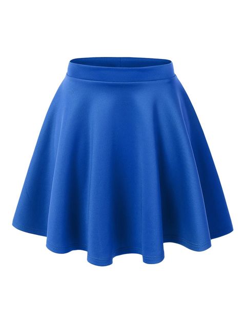 $14.48 MBJ Womens Basic Versatile Stretchy Flared Skater Skirt at Amazon Women’s Clothing store: Short Flared Skirt, Blue Skater Skirt, Flared Skater Skirt, Blue Pleated Skirt, Mini Skater Skirt, Peplum Tops, Flared Mini Skirt, Rock Outfit, Basic Skirt