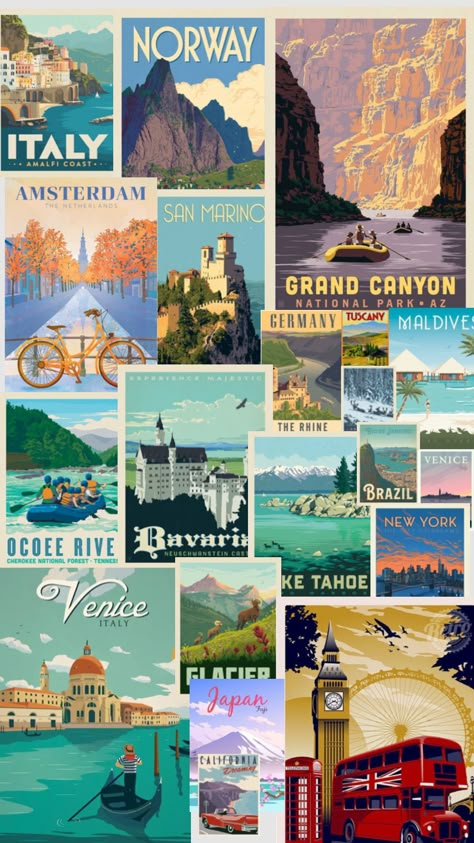 Travel Collage Aesthetic, Tourist Aesthetic, Iphone Background Inspiration, Travel Collage, Travel Inspiration Destinations, Travel Stickers, Travel Locations, Beautiful Places Nature, New Poster