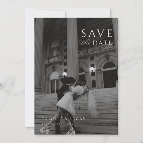 Are you looking for a modern minimal save the date template? Look no further! This template is perfect for anyone who wants to create a unique and beautiful save the date. You can choose to include a photo or not, and you can also customize the text to fit your needs. Plus, it's easy to download and instant-download so you can get started right away! Vintage Save The Date Zazzle, Wedding Save The Date Picture Ideas, Save The Date Magnets Pictures, Old Hollywood Wedding Save The Date, Simple Save The Date Picture, Save The Date Ideas For Weddings Photos, Timeless Wedding Save The Dates, Classic Save The Date With Photo, Save The Dates Without Photo