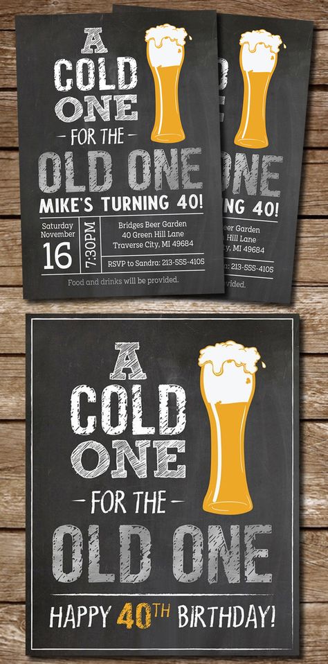 Men 40th Birthday Ideas Man Party, Ideas For 40th Birthday, 40th Birthday Party Themes, Beer Invitation, 16th Birthday Wishes, Birthday Ideas For Men, Birthday Party Ideas For Men, 50th Birthday Party Ideas For Men, 40 Birthday Signs