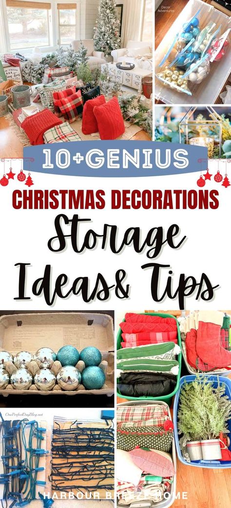 Organizing Christmas Decorations, Organize Christmas Decorations, Organized Christmas Decorations, Christmas Decoration Storage, Ideas For Organizing, Christmas Ornament Storage, Wrapping Paper Storage, Decoration Storage, Storing Christmas Decorations