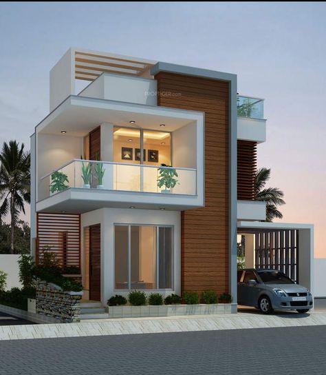 Elegant Modern House Plan With Three Bedrooms and Three Toilet and Baths | Pinoy ePlans Home Designs Exterior, House Architecture Styles, Two Story House, Independent House, Modern Exterior House Designs, Duplex House Design, Modern House Plan, Bungalow House Design, House Front Design