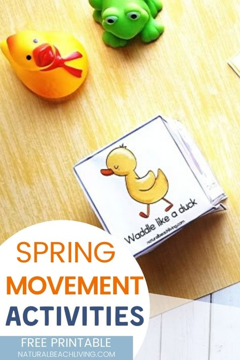 Spring Large Motor Activities Preschool, Spring Movement Game, Spring Invitation To Play, Spring Physical Activities For Preschool, April Gross Motor Activities, Spring Gross Motor Activities Toddlers, Spring Animal Toddler Activities, Spring Movement Cards Free, Flower Movement Activities