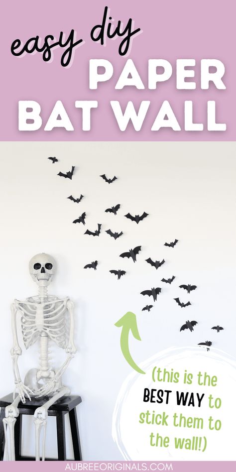 diy paper bats on walls Paper Bats On Walls, Cheap Halloween Decor, Bat Halloween Decor, Mirror Fireplace, Halloween Handprint Crafts, Diy Ghost Decoration, Easy Halloween Decor, Paper Bats, Pumpkin Decorating Diy