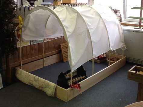 Diy Covered Wagon Table, Diy Covered Wagon, Covered Wagon Diy, Covered Wagon Project, Wagon Floats, Miniature Wagon, Pioneer Activities, Pioneer Crafts, Horse Wagon