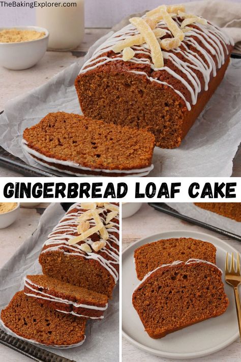 Recipe for a Gingerbread Loaf Cake made with ground ginger and mixed spice for the perfect flavour. Ideal for Autumn and Christmas time #thebakingexplorer #gingerbread #loafcake #christmasbaking #gingercake Chocolate Drizzle Cake, Gingerbread Loaf Cake, Ginger Cake Recipe, Bonfire Cake, Gingerbread Trifle, Light Fruit Cake, Ginger Loaf, Gingerbread Loaf, Gingerbread Cake Recipe