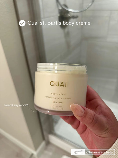 OUAI Body Cream, St. Barts - Hydrating Whipped Body Cream with Cupuaçu Butter, Coconut Oil and Squalane - Softens Skin and Delivers Healthy-Looking Glow - Sulfate-Free Skin Care Best Smelling Body Lotion, Ouai Cream, How To Shower, Ouai Haircare, Whipped Body Cream, Cupuacu Butter, St Barts, Body Sunscreen, Cleanse Your Body