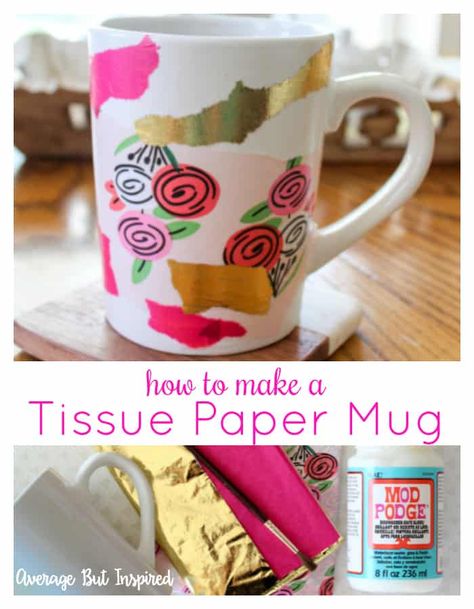 Craft Night Projects, Diy Coffee Mugs, Coffee Mug Crafts, Paper Cup Crafts, Girls Night Crafts, Craft Night Ideas, Mops Crafts, Tissue Paper Crafts, Group Crafts