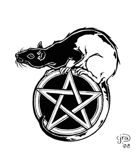 Rat and Pentacle by Aycelcus on DeviantArt Baby Rat, Rat Tattoo, Witch Tattoo, Creepy Tattoos, Cute Rats, Pet Rats, Tiger Tattoo, Tattoo Outline, Sketch Inspiration