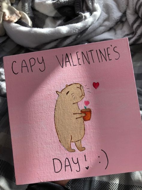 Capybara Valentine Card, Valentines Art For Boyfriend, Valentine Sketches Art, Valentines Day For Boyfriend Cute Ideas, Valentines Day Cute Drawings, Drawing Ideas For Valentines Day, Cute Valentine’s Day Drawings, Crafts For My Boyfriend, Drawings For Valentines Day